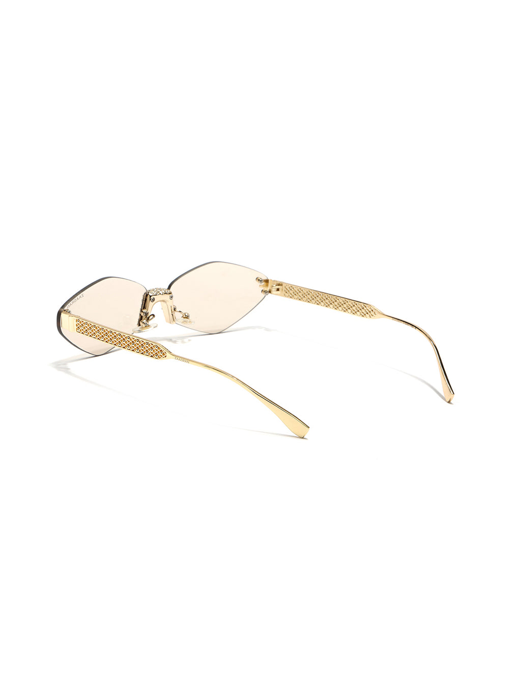 Rose Diamond | Golden Champagne Rimless Cateye Sunglass