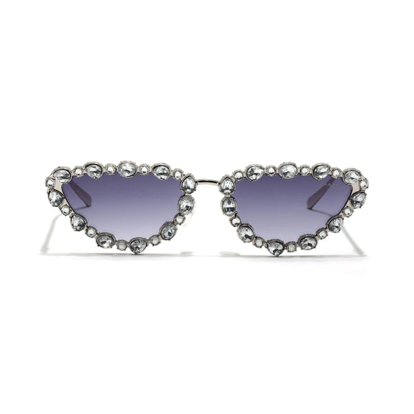 Diamond Kitty | Silver Fancy Cateye Sunglass