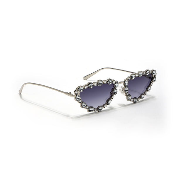 Diamond Kitty | Silver Fancy Cateye Sunglass