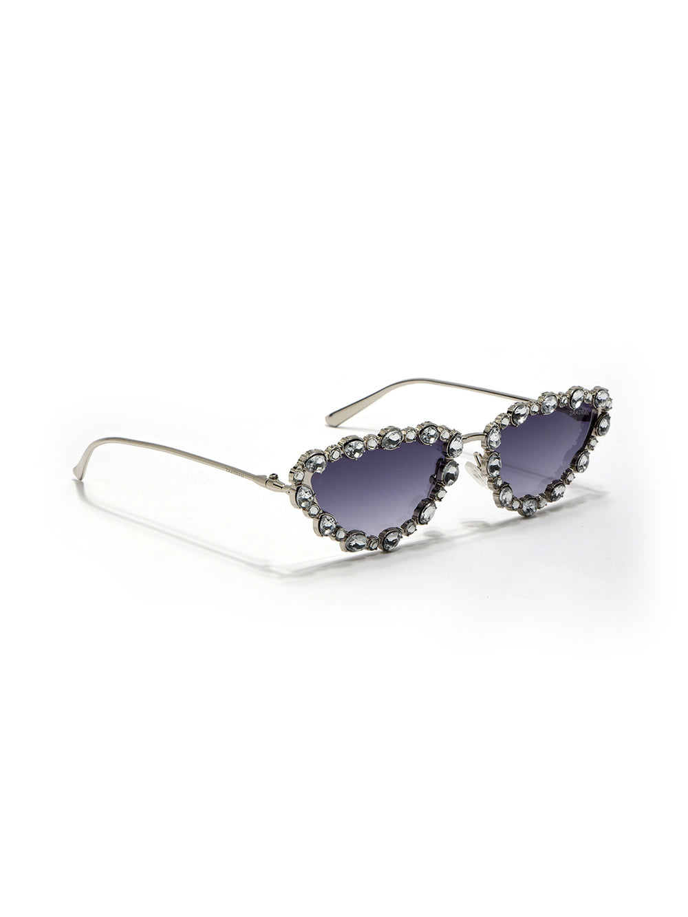 Diamond Kitty | Silver Fancy Cateye Sunglass