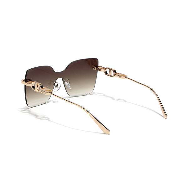 Mexico | Golden Brown Rimless Cateye Oversize Sunglass