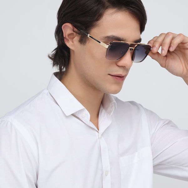 Giza | Golden Black Wayfarer Sunglass