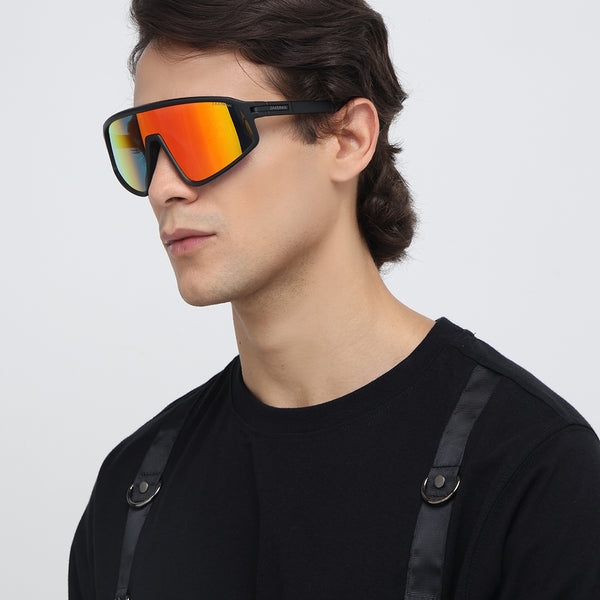 Rider | Black Yellow Wrap-Around Sunglass