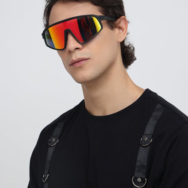 Rider | Black Yellow Wrap-Around Sunglass