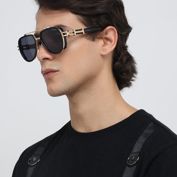Dapper | Black Golden Aviator Sunglass