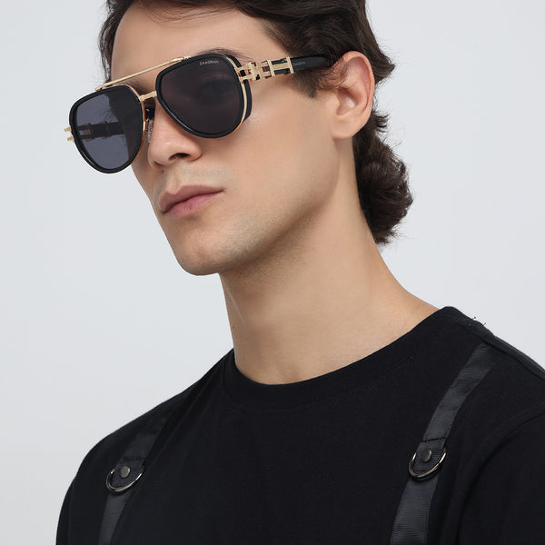 Dapper | Black Golden Aviator Sunglass