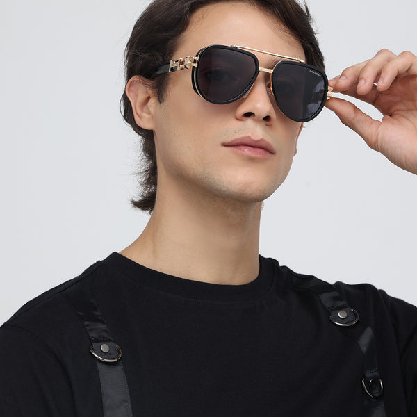 Dapper | Black Golden Aviator Sunglass