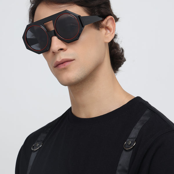Forest Flair | Black Round Sunglass