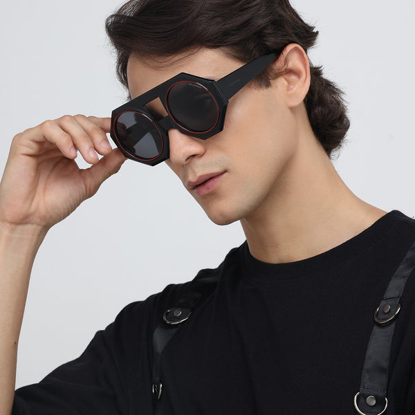 Forest Flair | Black Round Sunglass