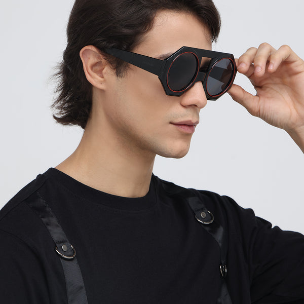 Forest Flair | Black Round Sunglass