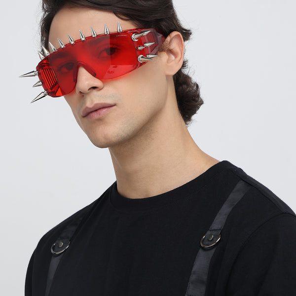 Rave Studs | Red Wrap-Around Studs Sunglass