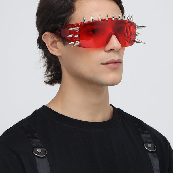Rave Studs | Red Wrap-Around Studs Sunglass