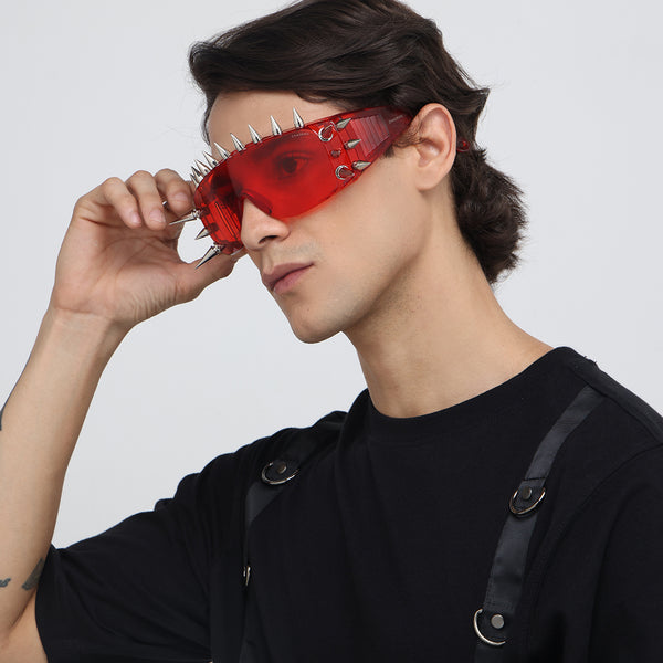 Rave Studs | Red Wrap-Around Studs Sunglass
