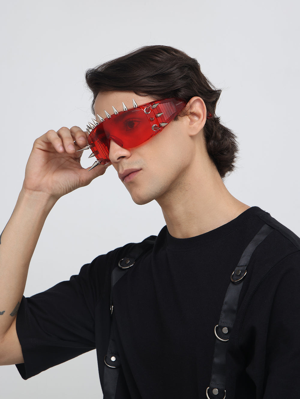 Rave Studs | Red Wrap-Around Studs Sunglass