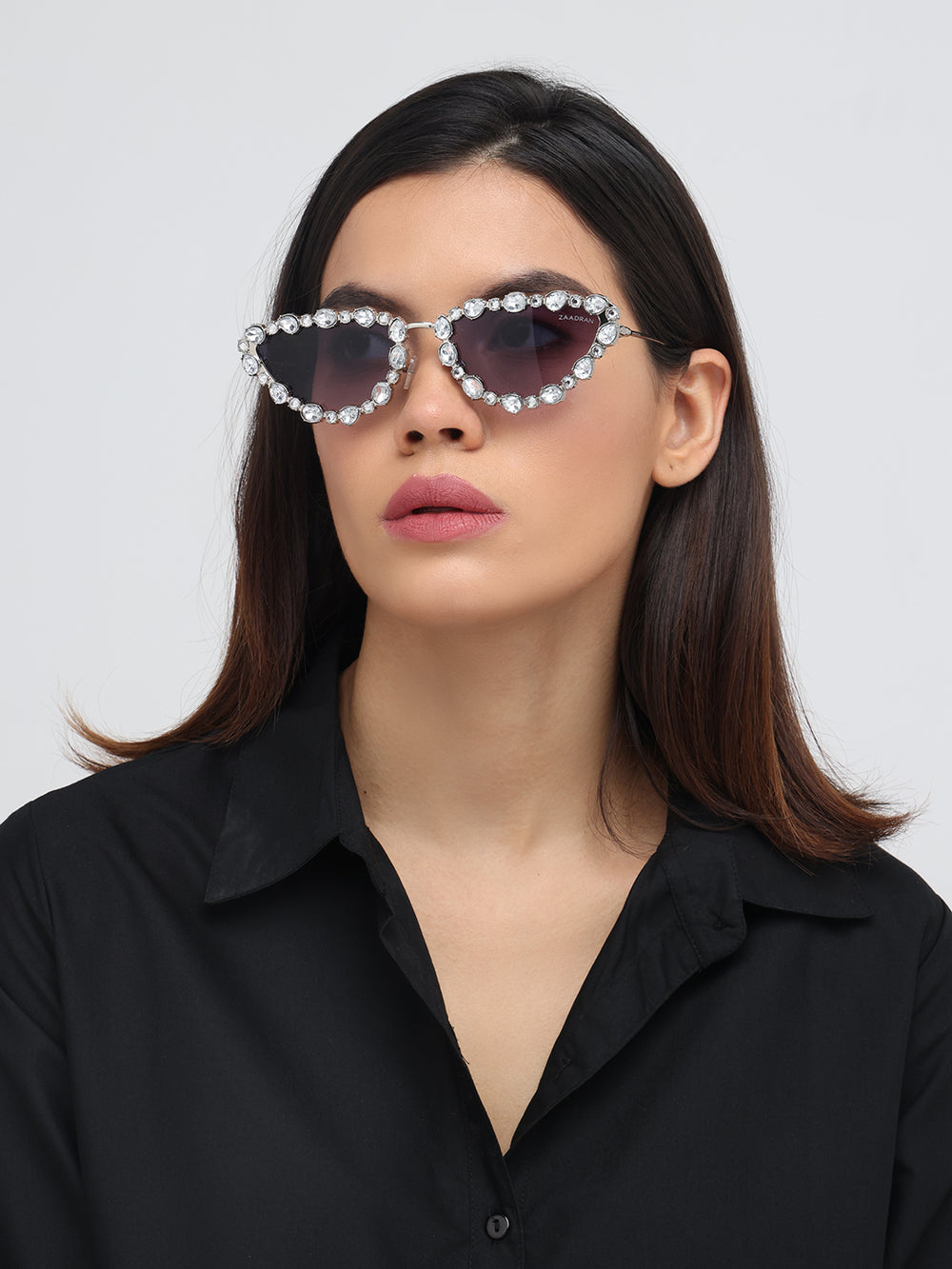 Diamond Kitty | Silver Fancy Cateye Sunglass