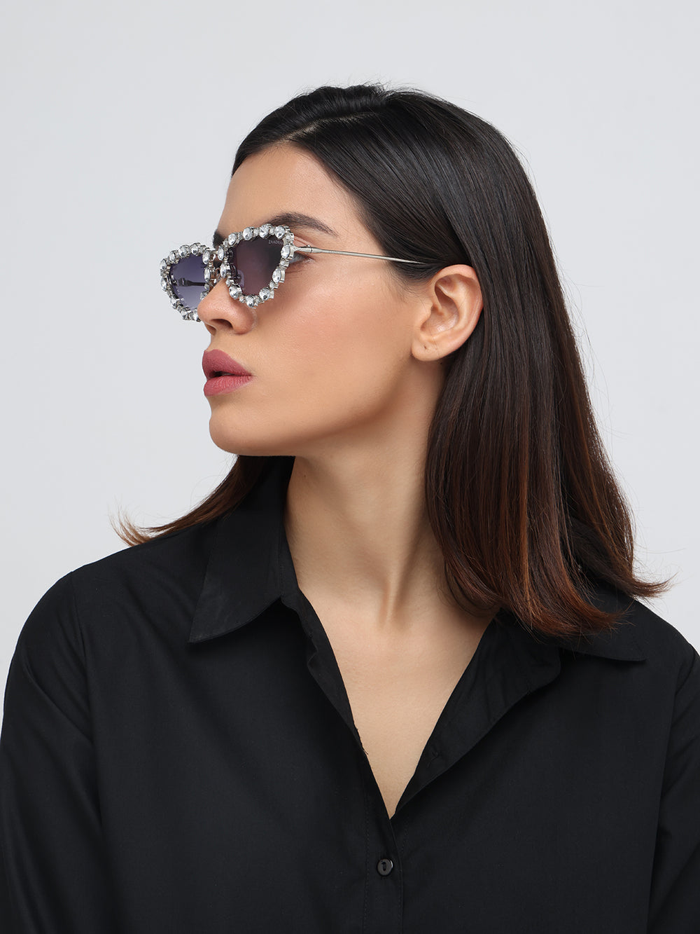 Diamond Kitty | Silver Fancy Cateye Sunglass
