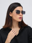 MW Rectangle| Black Golden Sunglasses