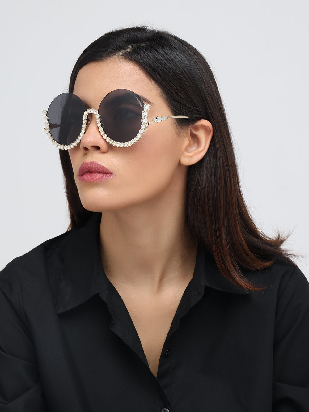 Vintage Underline | Golden Black Round Sunglass