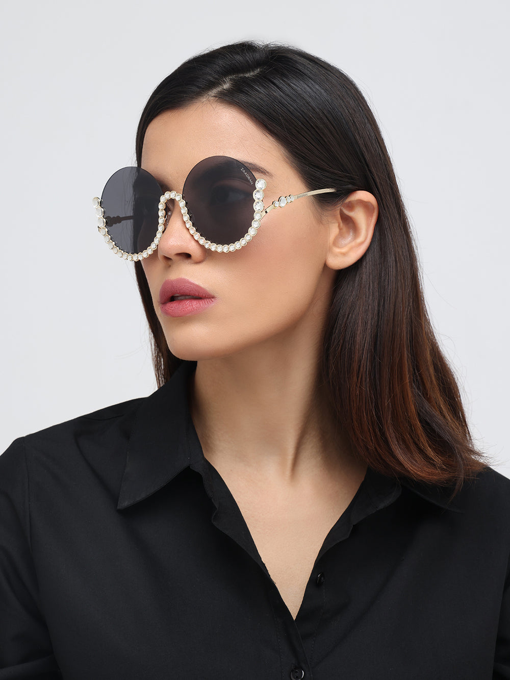 Vintage Underline | Golden Black Round Sunglass