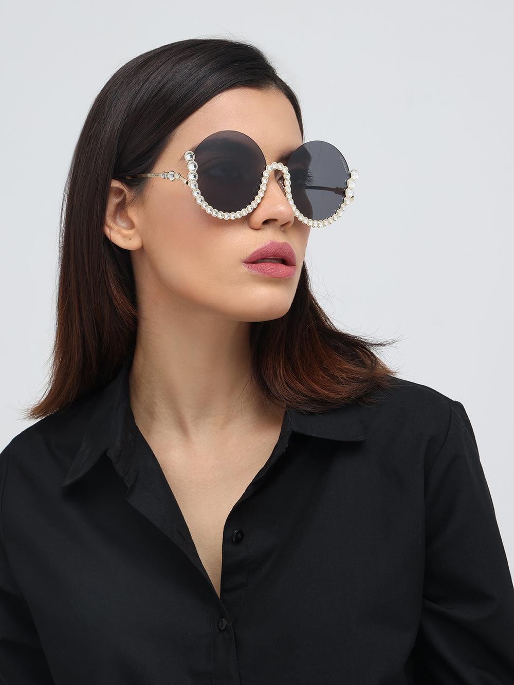 Vintage Underline | Golden Black Round Sunglass
