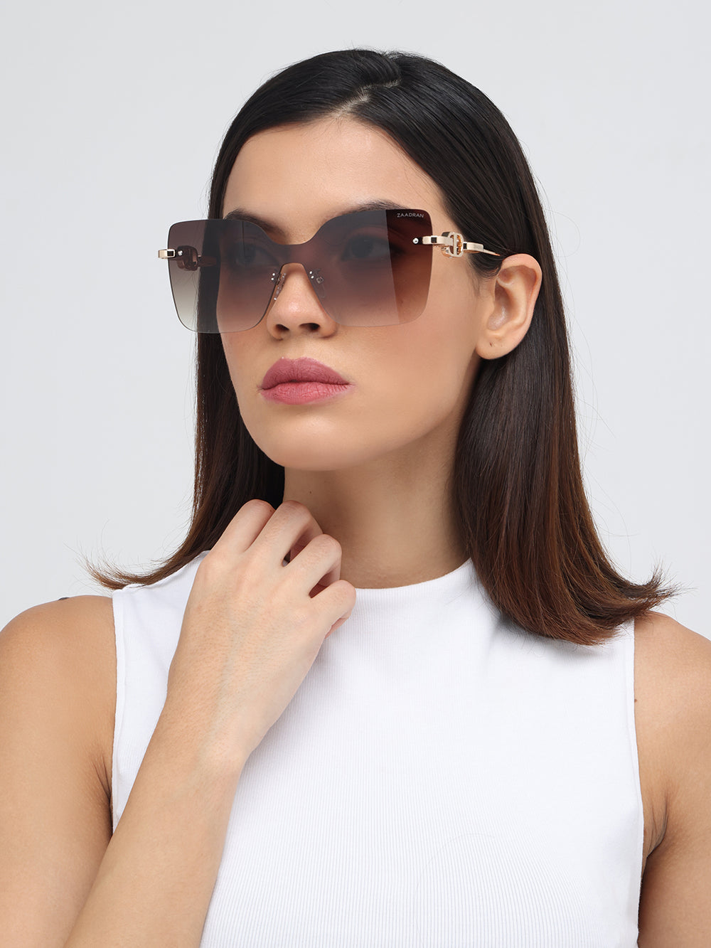 Mexico | Golden Brown Rimless Cateye Oversize Sunglass