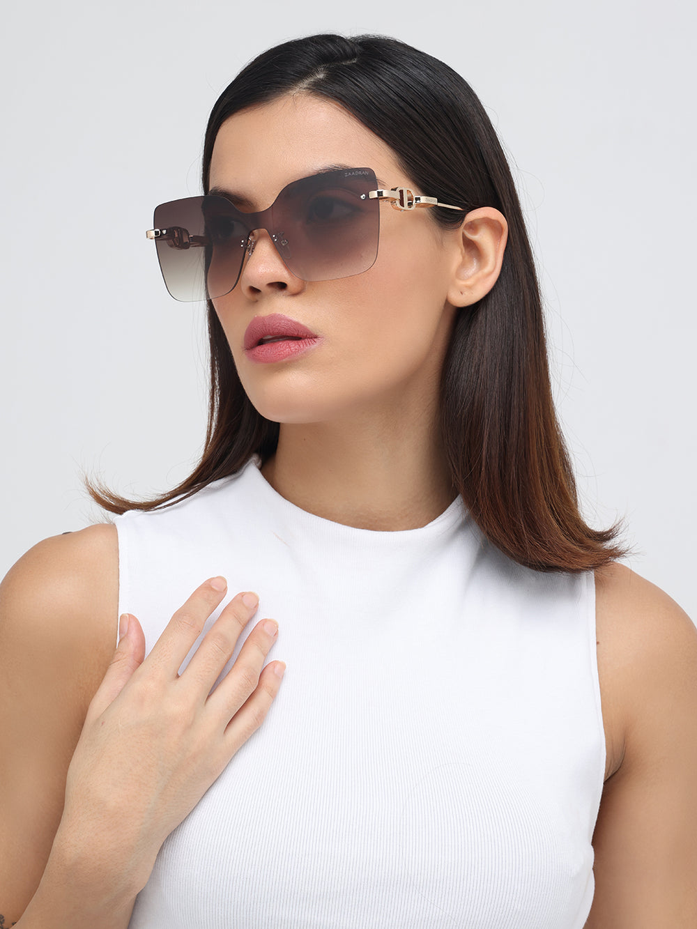 Mexico | Golden Brown Rimless Cateye Oversize Sunglass