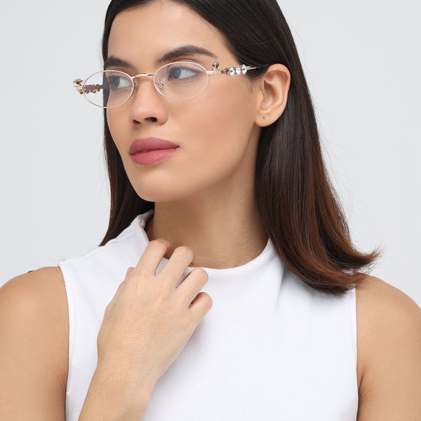 Four Diamond Lady | Rose Gold Oval Transparent Sunglass