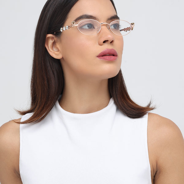 Four Diamond Lady | Rose Gold Oval Transparent Sunglass