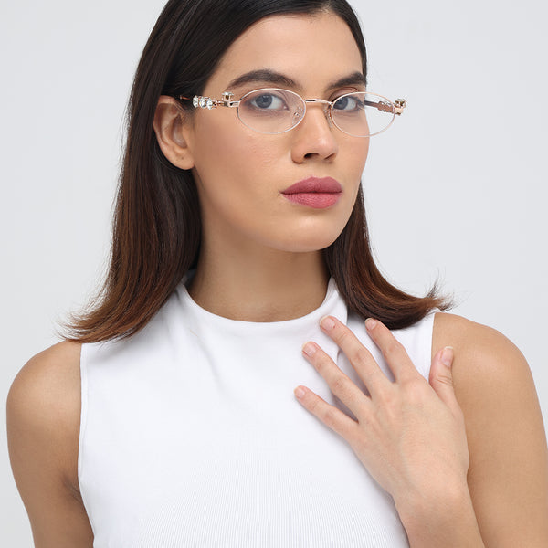 Four Diamond Lady | Rose Gold Oval Transparent Sunglass