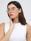 Diamond Glare | White Transparent Golden Crystal Rectangle Sunglass