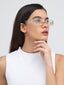 Diamond Glare | White Transparent Golden Crystal Rectangle Sunglass