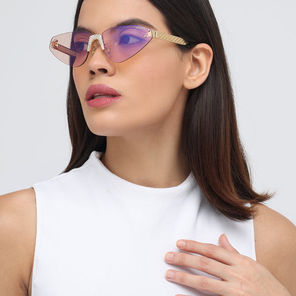 Florence | Champagne Pink Rimless Cateye Sunglass