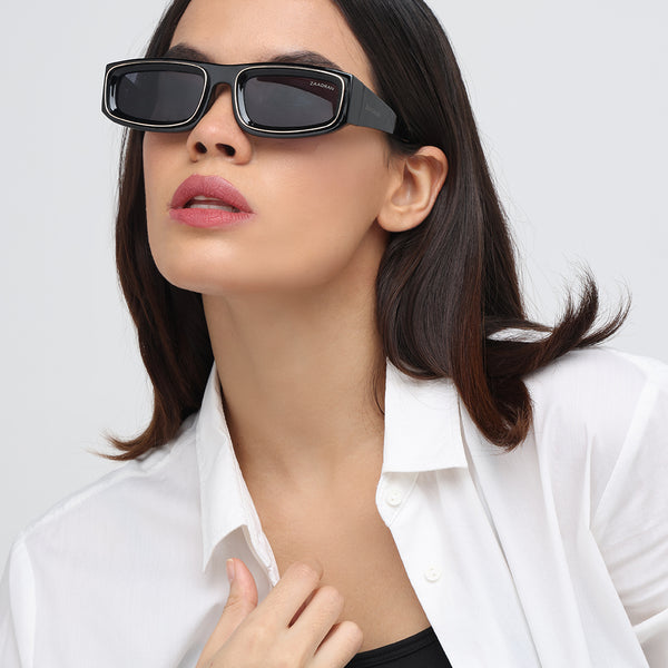 Sudan | Black Golden Rectangle Sunglass