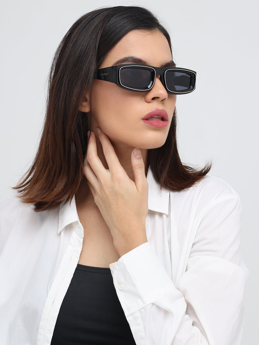 Sudan | Black Golden Rectangle Sunglass