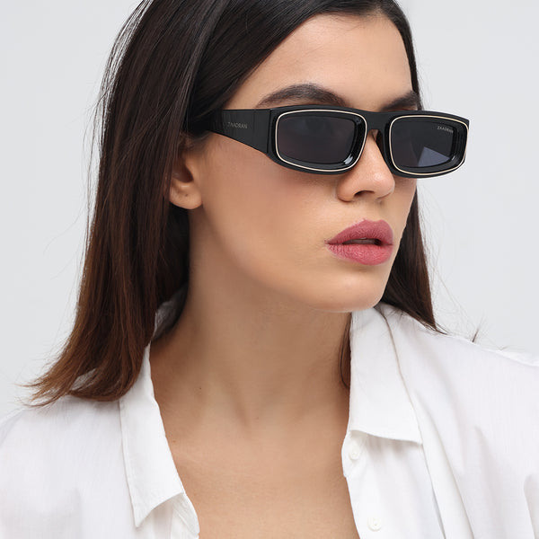 Sudan | Black Golden Rectangle Sunglass