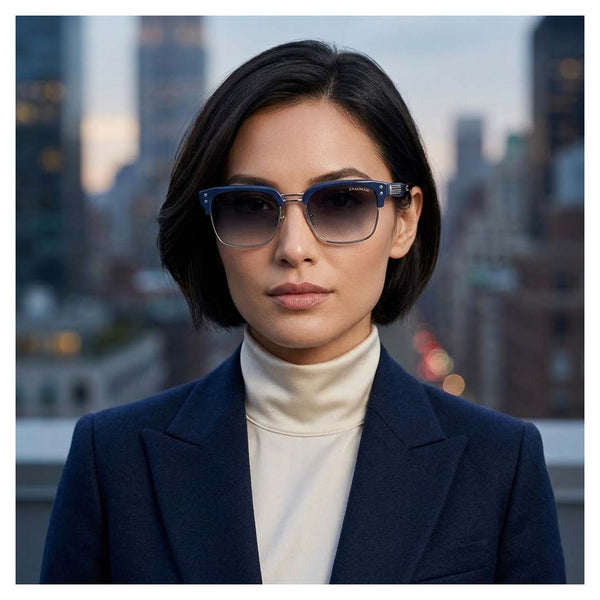 Solomon | Navy Blue Silver Blue Wayfarer Sunglass