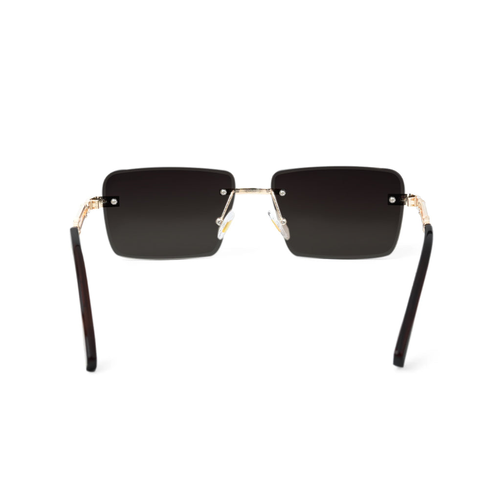 Richmond | Golden Black Rimless Rectangle Sunglass