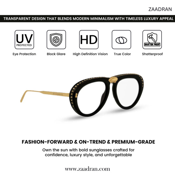 Toronto | Golden Black White Transparent Foldable Aviator Sunglass