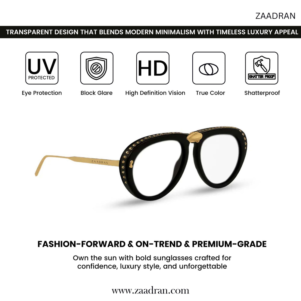 Toronto | Golden Black White Transparent Foldable Aviator Sunglass