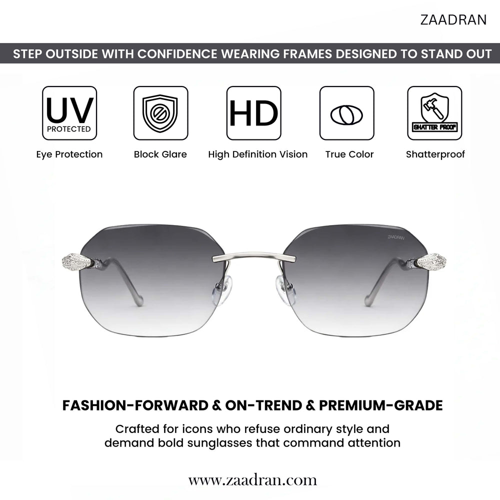 Venice Silver Black Rimless Wayfarer Sunglass