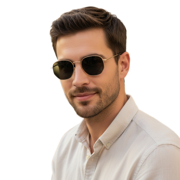 Chile| Brown Hexa Gold Oversize Sunglass
