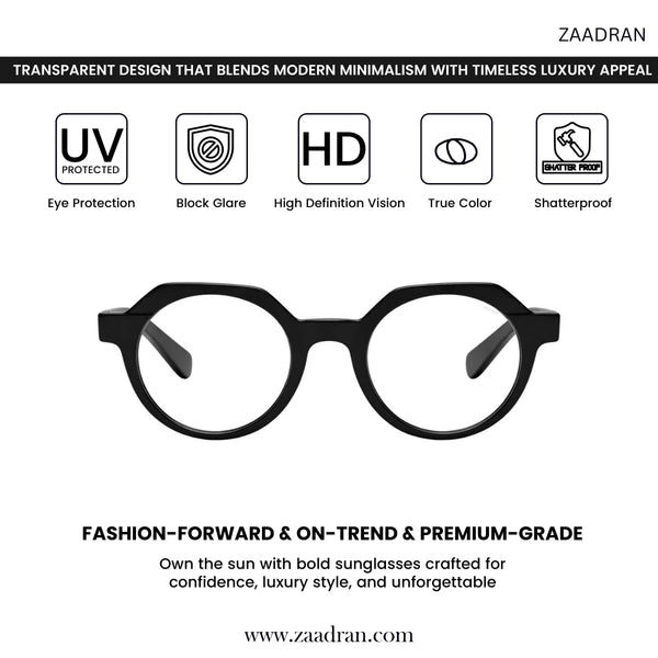 Oceania | Black Transparent Round Sunglass