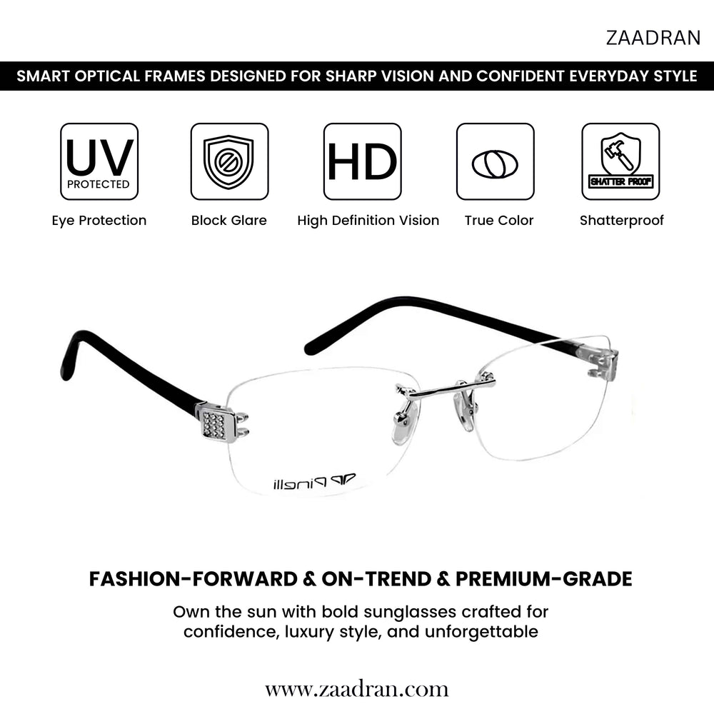 Black Silver Transparent Rimless Rectangle Eyewear | Pinelli Edition Opticals