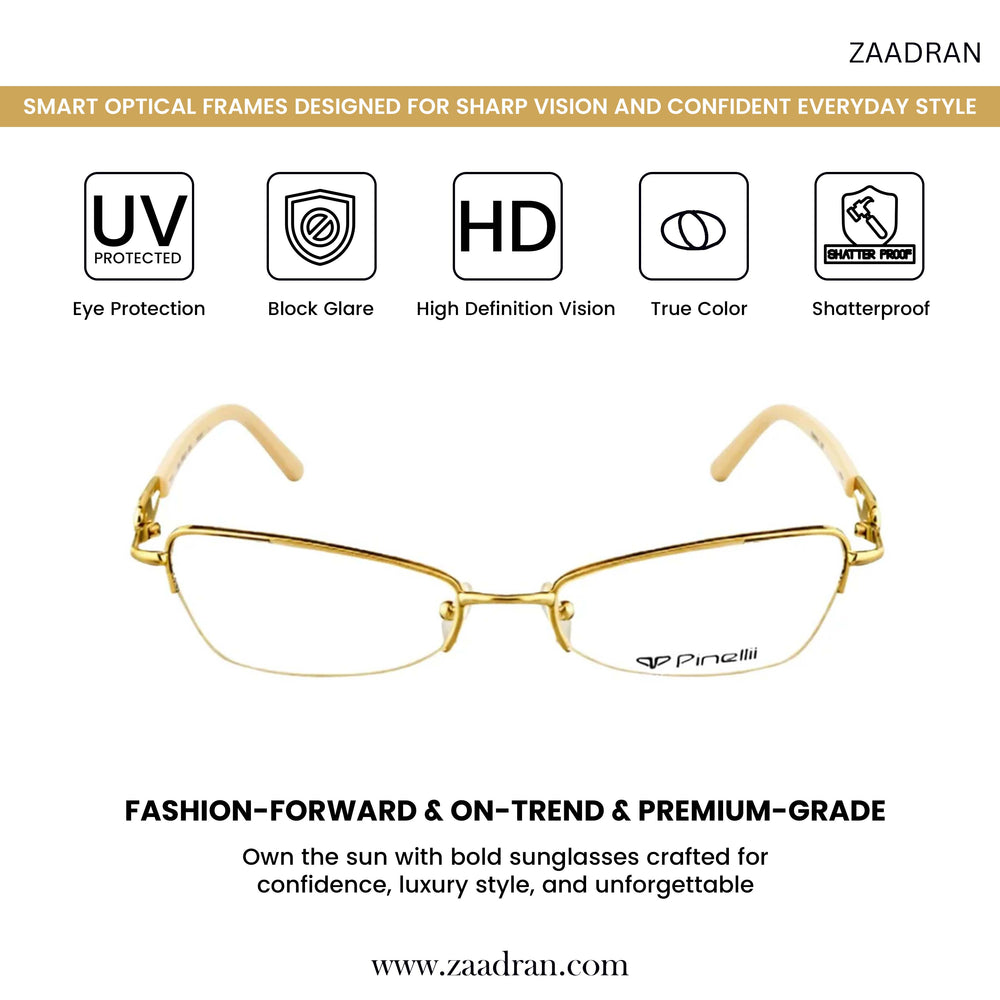 Cream Golden Transparent Rimless Rectangle Eyewear| Pinelli Edition