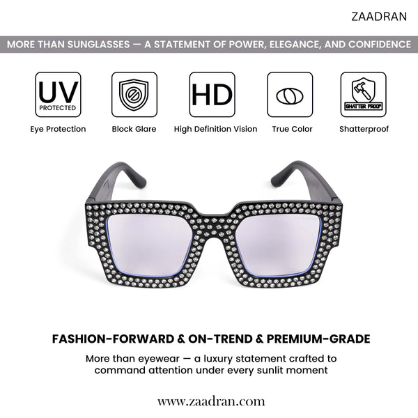 Diamond Eyes | Black Crystal Wayfarer Transparent Sunglass