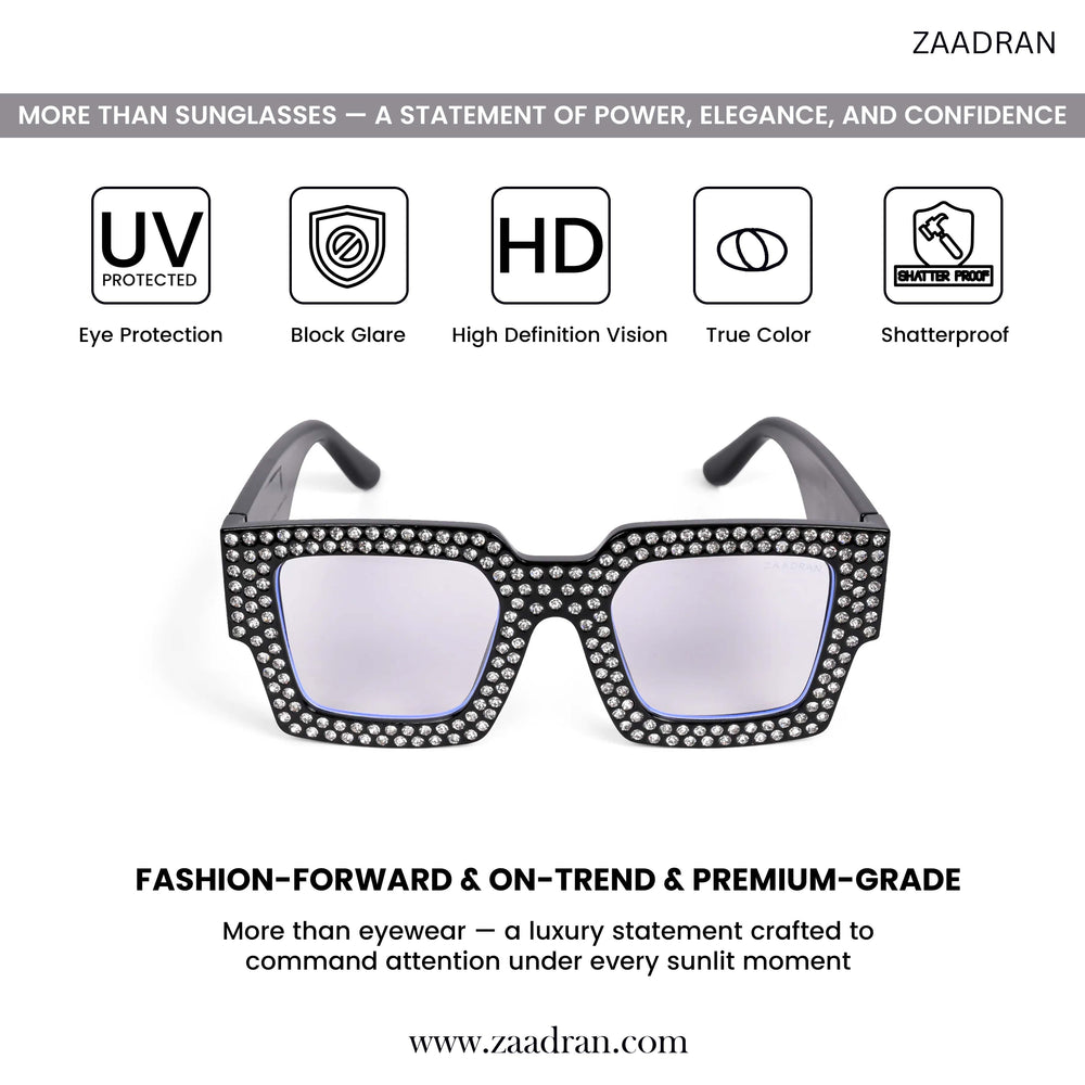 Diamond Eyes | Black Crystal Wayfarer Transparent Sunglass
