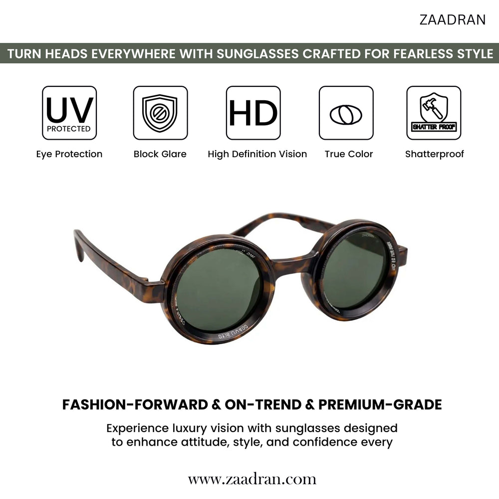 Rotater | Leopard Green Round Sunglass