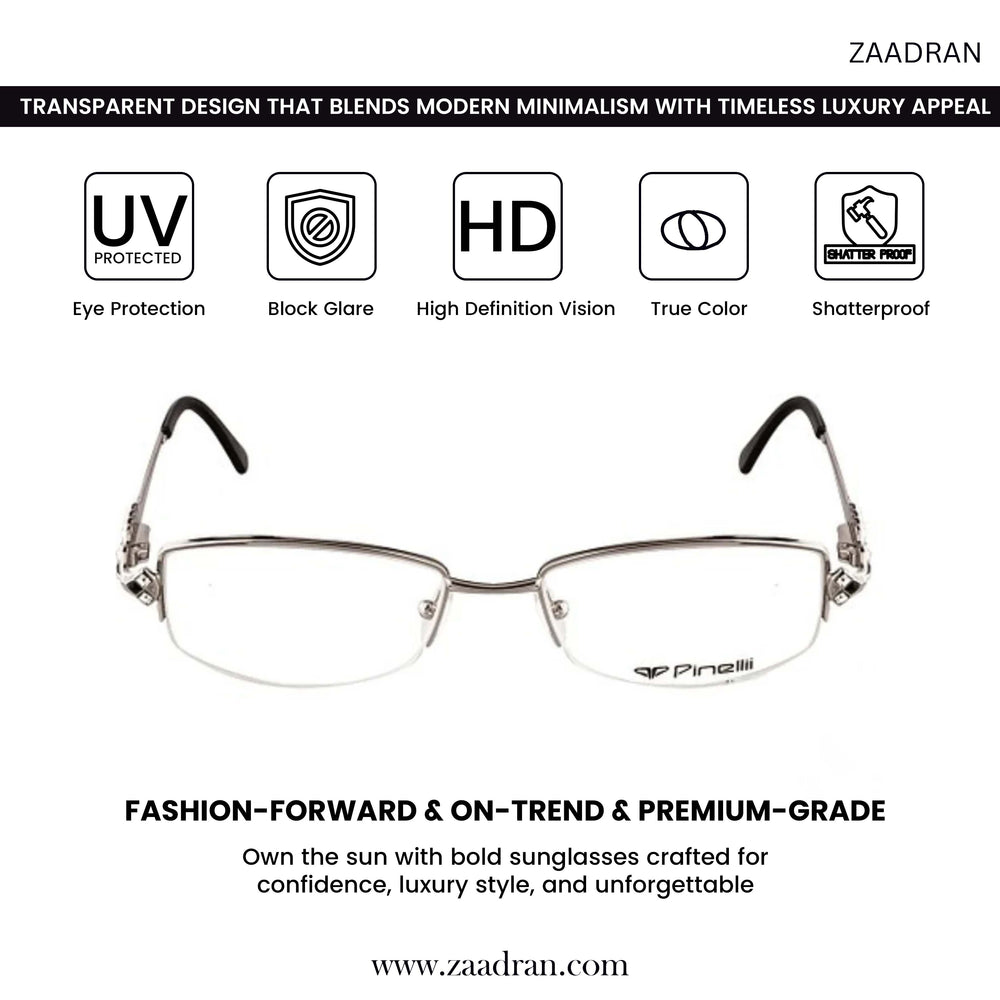 Silver Black Diamond Half Rimless Transparent Rectangle Eyewear Pinelli Edition