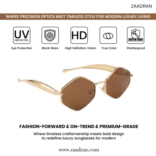 Olivia | Golden Brown Hexa Sunglass
