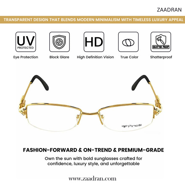 GOLDEN BLACK DIAMOND HALF RIMLESS TRANSPARENT RECTANGLE EYEWEAR | PINELLI EDITION